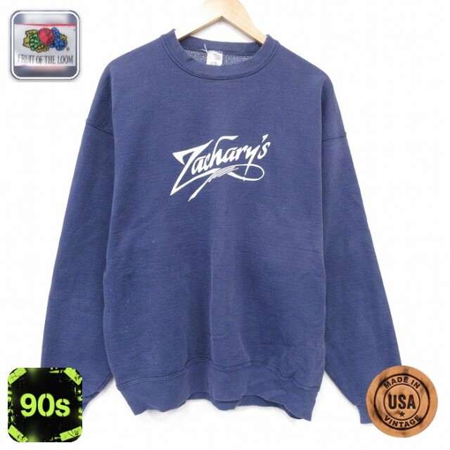 【20%OFF】フルーツオブザルーム 90s 長袖スウェット zacharys ネイビー メンズXL相当 | 古着