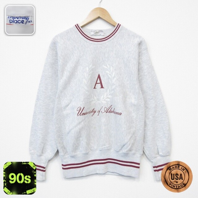 【20%OFF】90s リバースタイプスウェット アラバマカレッジ グレー メンズM相当 | 古着