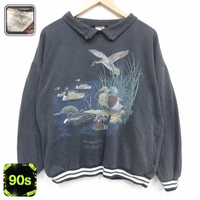 【20%OFF】90s 長袖スウェット ブラック メンズXL相当 | 古着