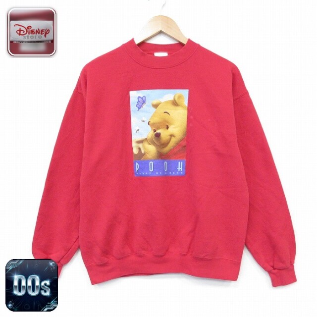 【20%OFF】ディズニー 00s 長袖スウェット くまのプーさん レッド メンズM相当 | 古着