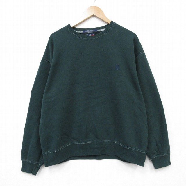トミーヒルフィガー 90s 長袖スウェット ワンポイントロゴ グリーン メンズXL相当 | 古着
