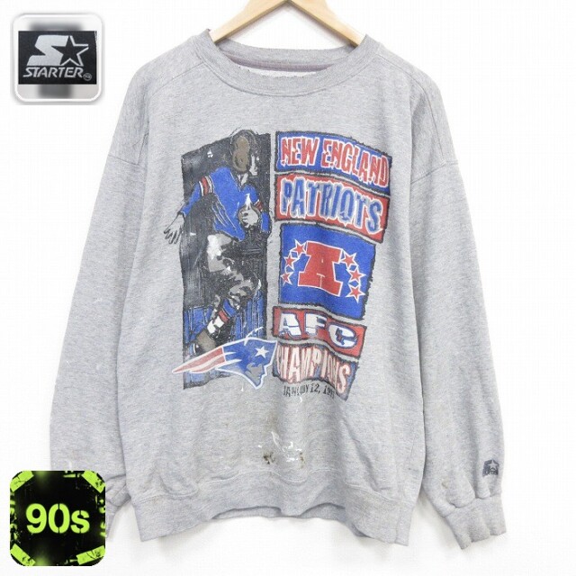 【20%OFF】スターター 90s 長袖スウェット NFLニューイングランドペイトリオッツ グレー メンズXL相当 | 古着