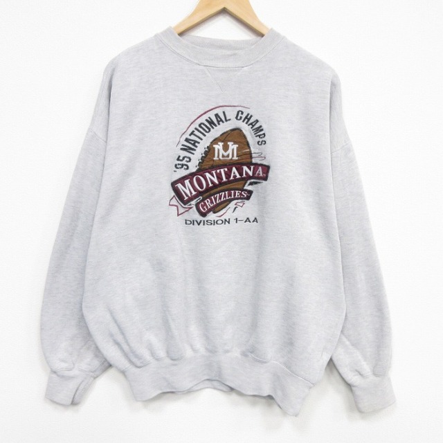 90s 長袖スウェット モンタナ刺繍 グレー メンズXL相当 | 古着