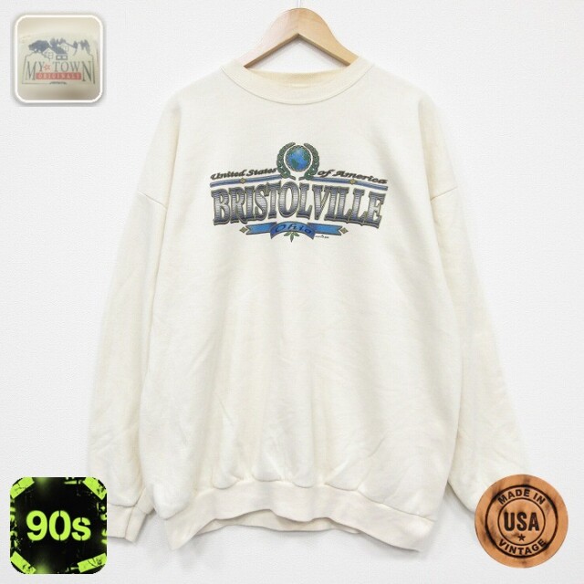 【20%OFF】90s 長袖スウェット オハイオ ベージュ メンズXL相当 | 古着