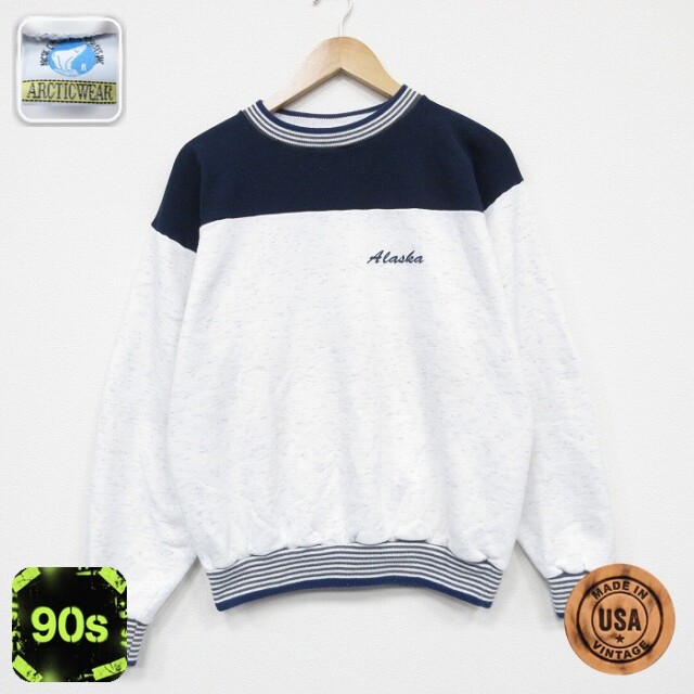 【20%OFF】90s 長袖スウェット アラスカ ホワイト メンズL相当 | 古着