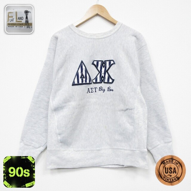 【20%OFF】90s 長袖スウェット ギリシャ文字 グレー メンズL相当 | 古着