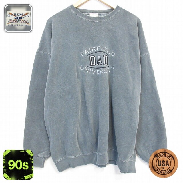 【20%OFF】90s 長袖スウェット DADカレッジ刺繍 カーキ メンズXL相当 | 古着
