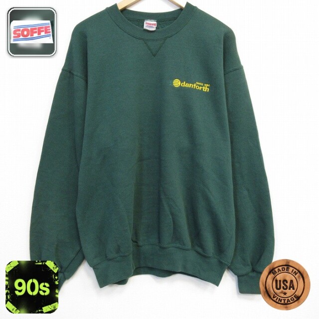 【20%OFF】90s 長袖スウェット danforth グリーン メンズL相当 | 古着