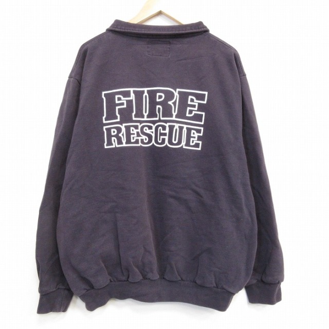 古着通販 XL☆古着 長袖 ハーフジップ スウェット メンズ 90年代 90s