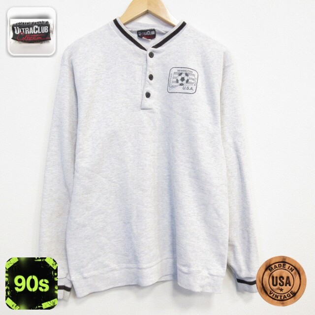 【20%OFF】90s 長袖スウェット サッカー グレー メンズM相当 | 古着