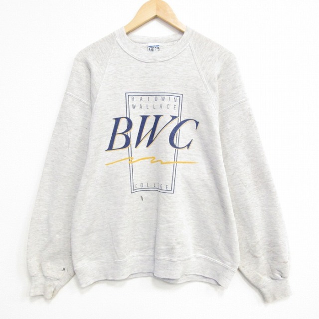 90s ラグランスウェット BWCカレッジ グレー メンズL相当 | 古着