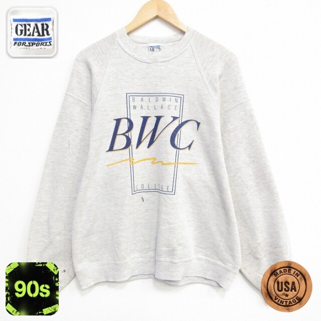 【20%OFF】90s ラグランスウェット BWCカレッジ グレー メンズL相当 | 古着