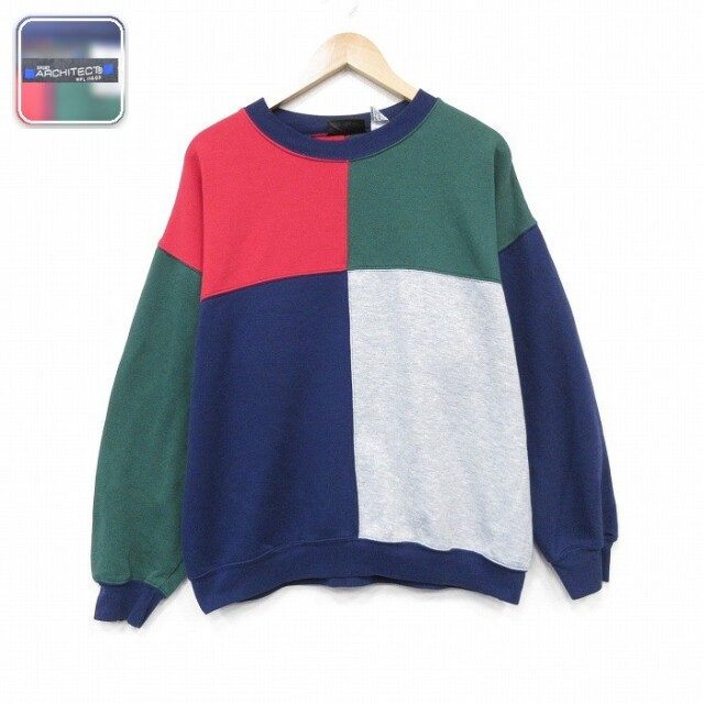 【20%OFF】00s 長袖スウェット マルチカラー ネイビー メンズXL相当 | 古着