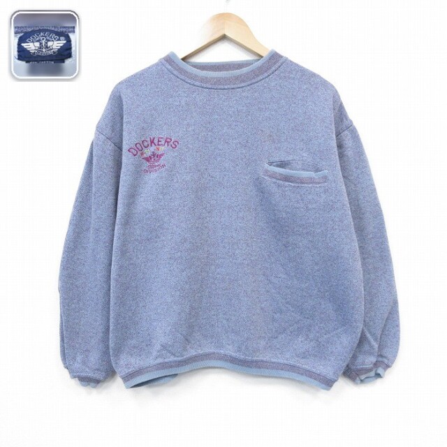 【20%OFF】ドッカーズ 90s 長袖スウェット ワンポイントロゴ パープル メンズL相当 | 古着