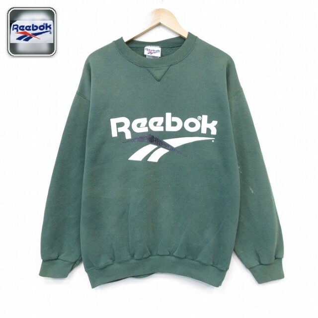 【20%OFF】リーボック 90s 長袖スウェット ビッグロゴ グリーン メンズL相当 | 古着