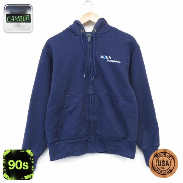 【20%OFF】キャンバー 90s フルジップスウェット ペンシルベニア ネイビー メンズM相当 | 古着