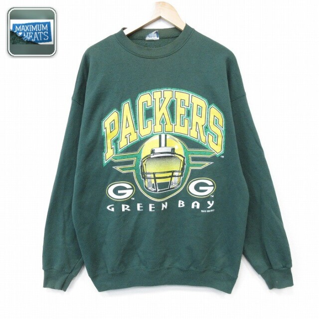 【20%OFF】グリーンベイペッカーズ 90s 長袖スウェット NFL グリーン メンズXL相当 | 古着