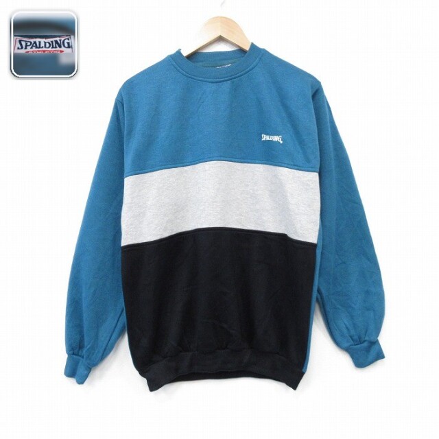 【20%OFF】90s 長袖スウェット ワンポイントロゴ ライトブルー メンズM相当 | 古着