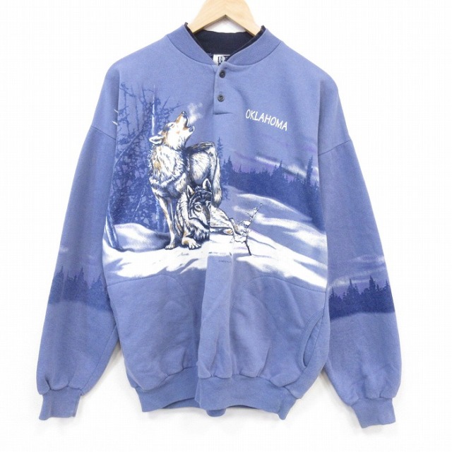 古着通販 XL☆古着 長袖 スウェット メンズ 90年代 90s オオカミ