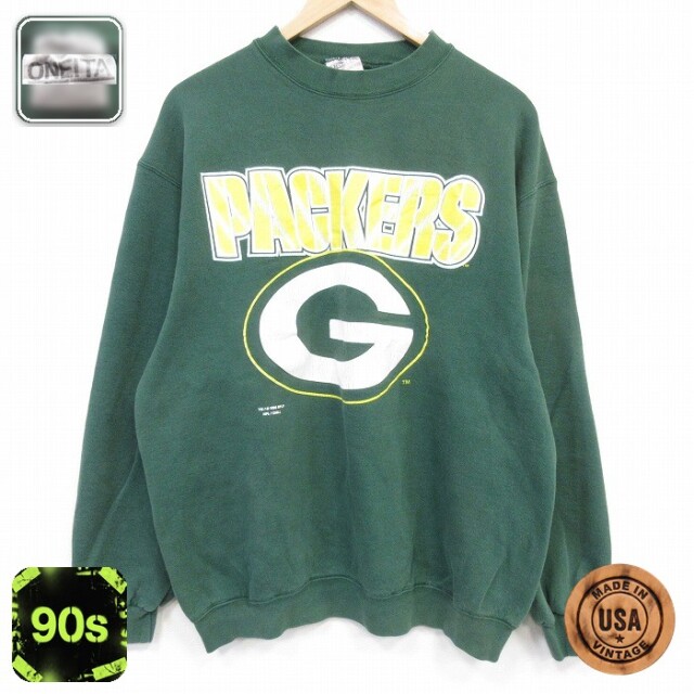【20%OFF】オニータ 90s 長袖スウェット グリーンベイペッカーズ グリーン メンズXL相当 | 古着