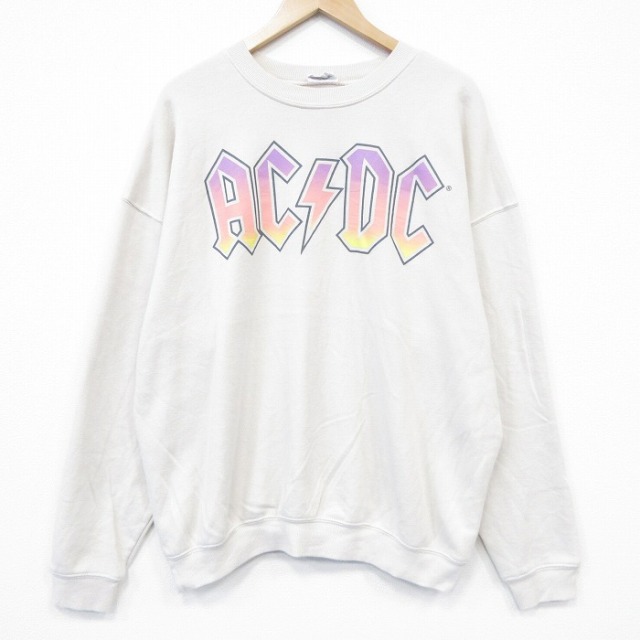 AC/DC 長袖スウェット AC/DCプリント ベージュ メンズXL相当 | 古着