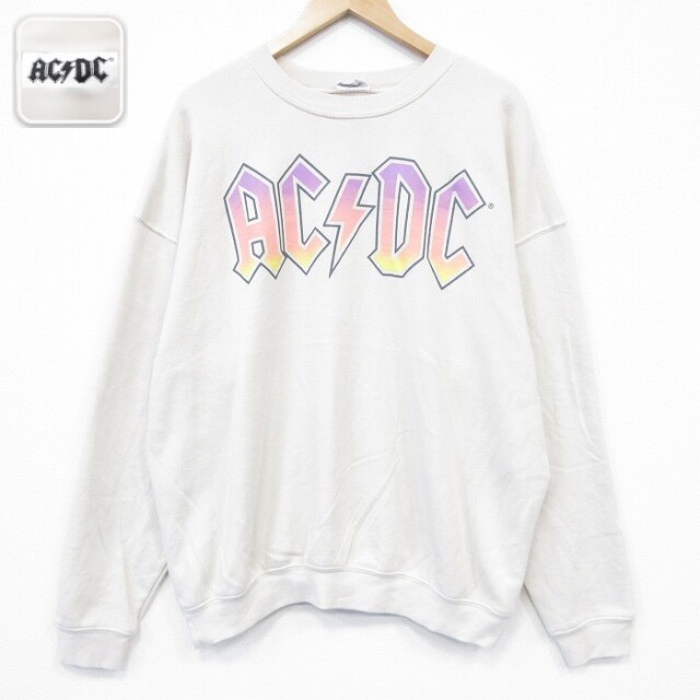 【20%OFF】AC/DC 長袖スウェット AC/DCプリント ベージュ メンズXL相当 | 古着
