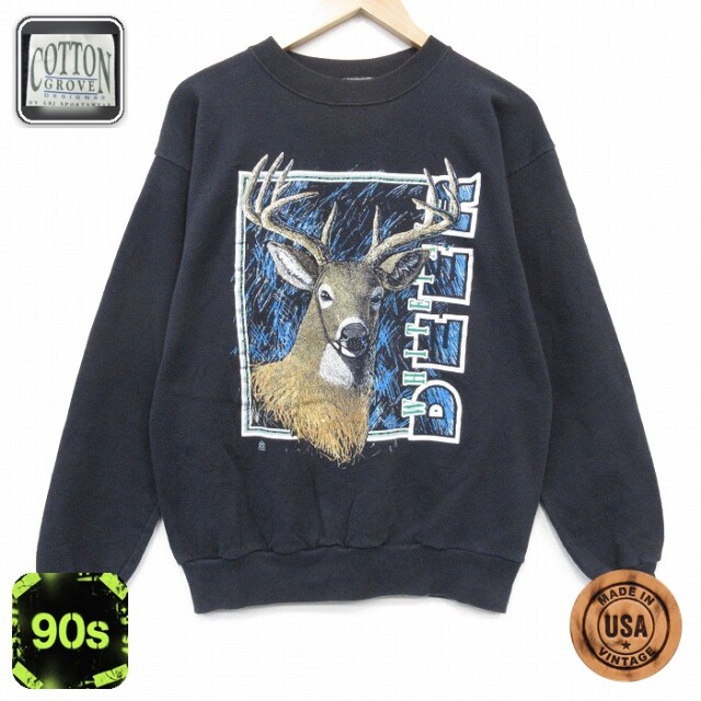 【20%OFF】90s 長袖スウェット シカ ブラック メンズM相当 | 古着