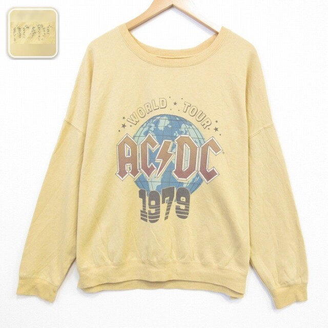 【20%OFF】AC/DC 長袖スウェット AC/DCプリント イエロー メンズXL相当 | 古着