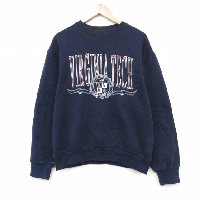 ジャンスポーツ 90s 長袖スウェット バージニアテック ネイビー メンズM相当 | 古着