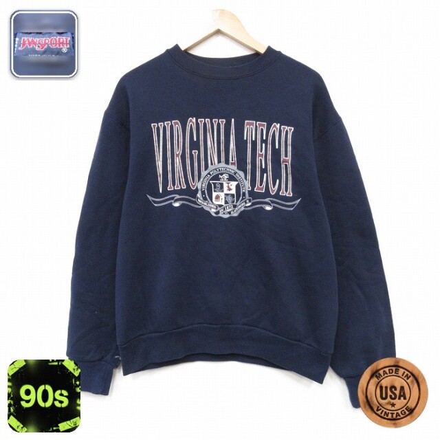 【20%OFF】ジャンスポーツ 90s 長袖スウェット バージニアテック ネイビー メンズM相当 | 古着