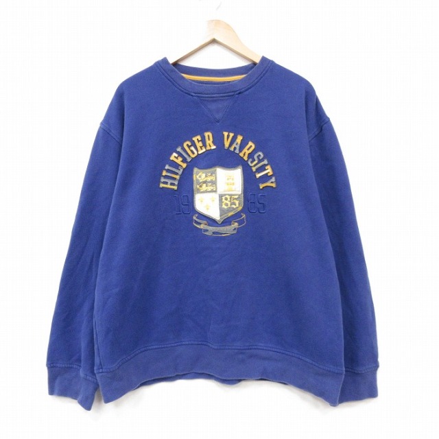トミーヒルフィガー 長袖スウェット VARSITY ブルー メンズXL相当 | 古着