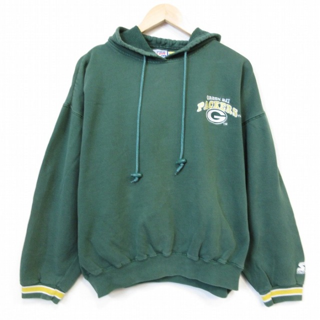 スターター 90s 長袖パーカー NFL グリーンベイペッカーズ グリーン メンズXL相当 | 古着