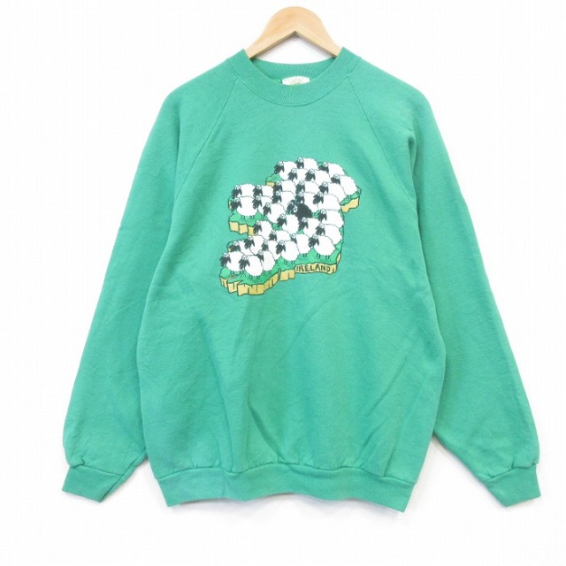 ブラーニー 90s 長袖スウェット ヒツジラグラン グリーン メンズL相当 | 古着