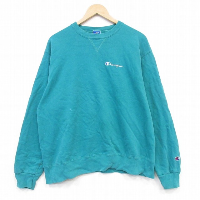 チャンピオン 90s 長袖スウェット ワンポイントロゴ グリーン メンズXL相当 | 古着