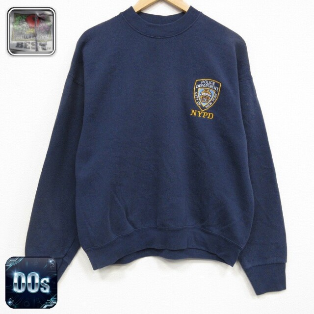 フルーツオブザルーム 00s 長袖スウェット POLICE ネイビー メンズL相当 | 古着