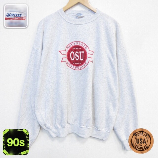 OSU 90s 長袖スウェット カレッジ刺繍 グレー メンズXL相当 | 古着