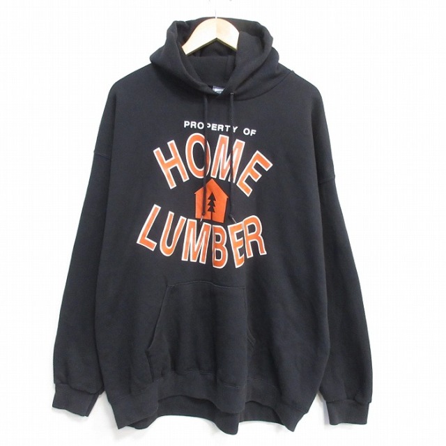 リー 90s 長袖パーカー HOME ブラック メンズXL相当 | 古着