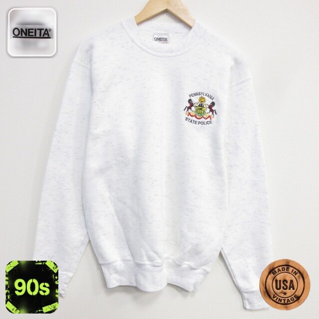 オニータ 90s 長袖スウェット ポリス ホワイト メンズM相当 | 古着