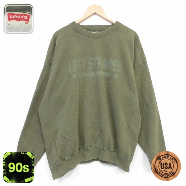 リーバイス 90s 長袖スウェット ビッグロゴ カーキ メンズXL相当 | 古着