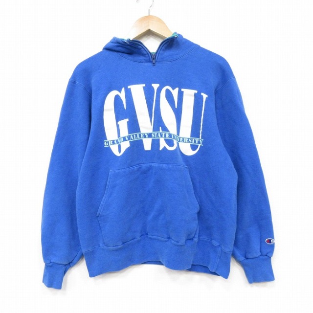 チャンピオン 90s ハーフジップスウェット GVSU ブルー メンズM相当 | 古着