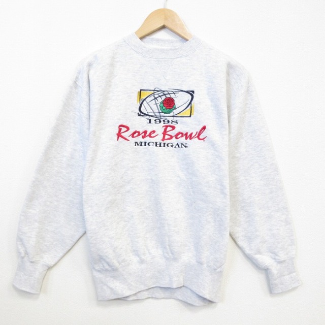 90s 長袖スウェット ローズボウル刺繍 グレー メンズM相当 | 古着