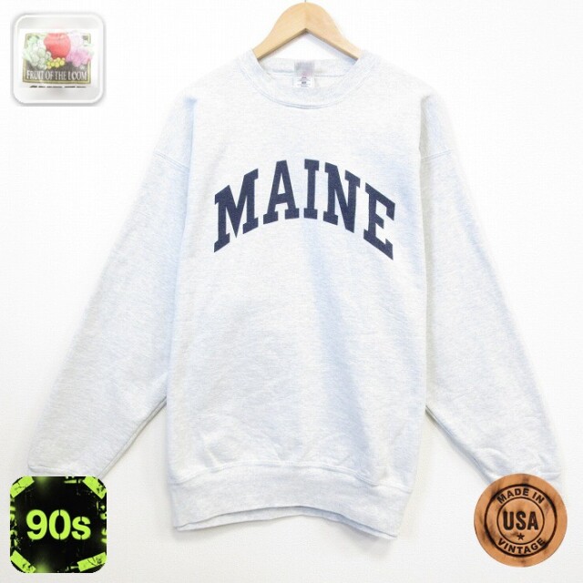 フルーツオブザルーム 90s 長袖スウェット MAINE グレー メンズXL相当 | 古着