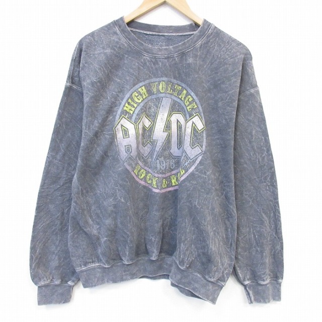 AC/DC 長袖スウェット タイダイ グレー メンズL相当 | 古着