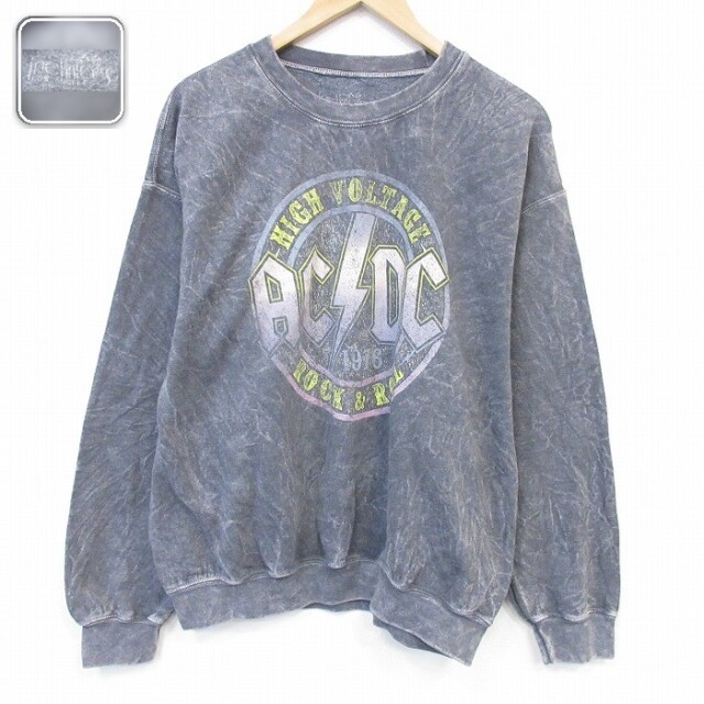 AC/DC 長袖スウェット タイダイ グレー メンズL相当 | 古着
