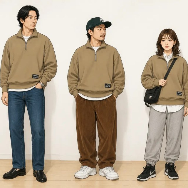 古着通販 XL☆古着 ラッセル 長袖 ハーフジップ スウェット メンズ 90