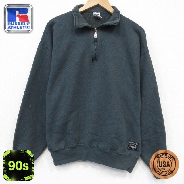 ラッセル 90s 長袖ハーフジップスウェット カーキ メンズXL相当 | 古着