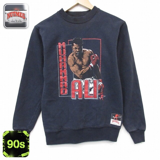 モハメドアリ 90s 長袖スウェット モハメドアリ ブラック メンズXS相当 | 古着