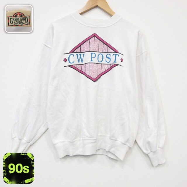 90s 長袖スウェット CW ホワイト メンズL相当 | 古着