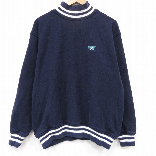 古着通販 L☆古着 長袖 スウェット メンズ クルーネック USA製 紺