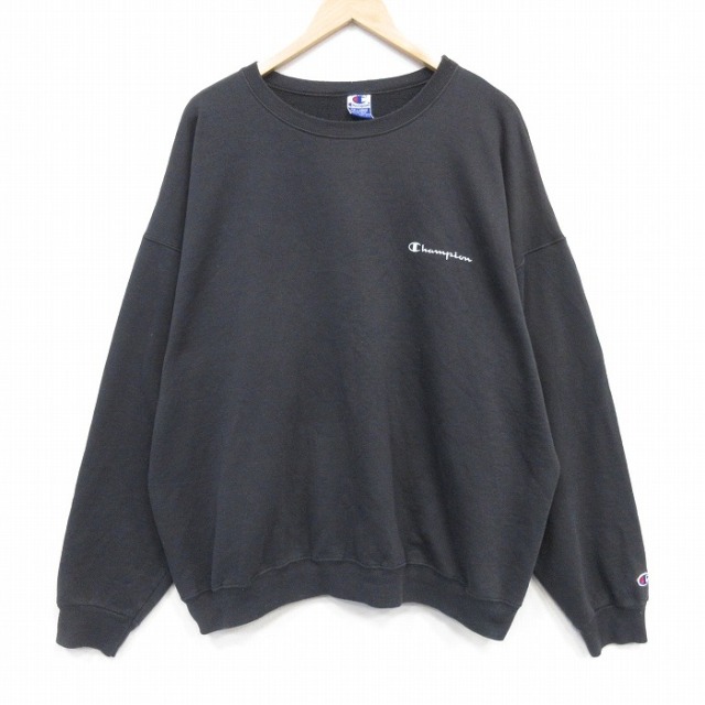 チャンピオン 90s 長袖スウェット ワンポイントロゴ ブラック メンズXL相当 | 古着